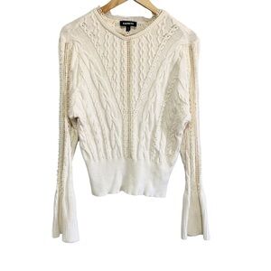 Express Cable Knit Sweater with Crochet Detailing Size S